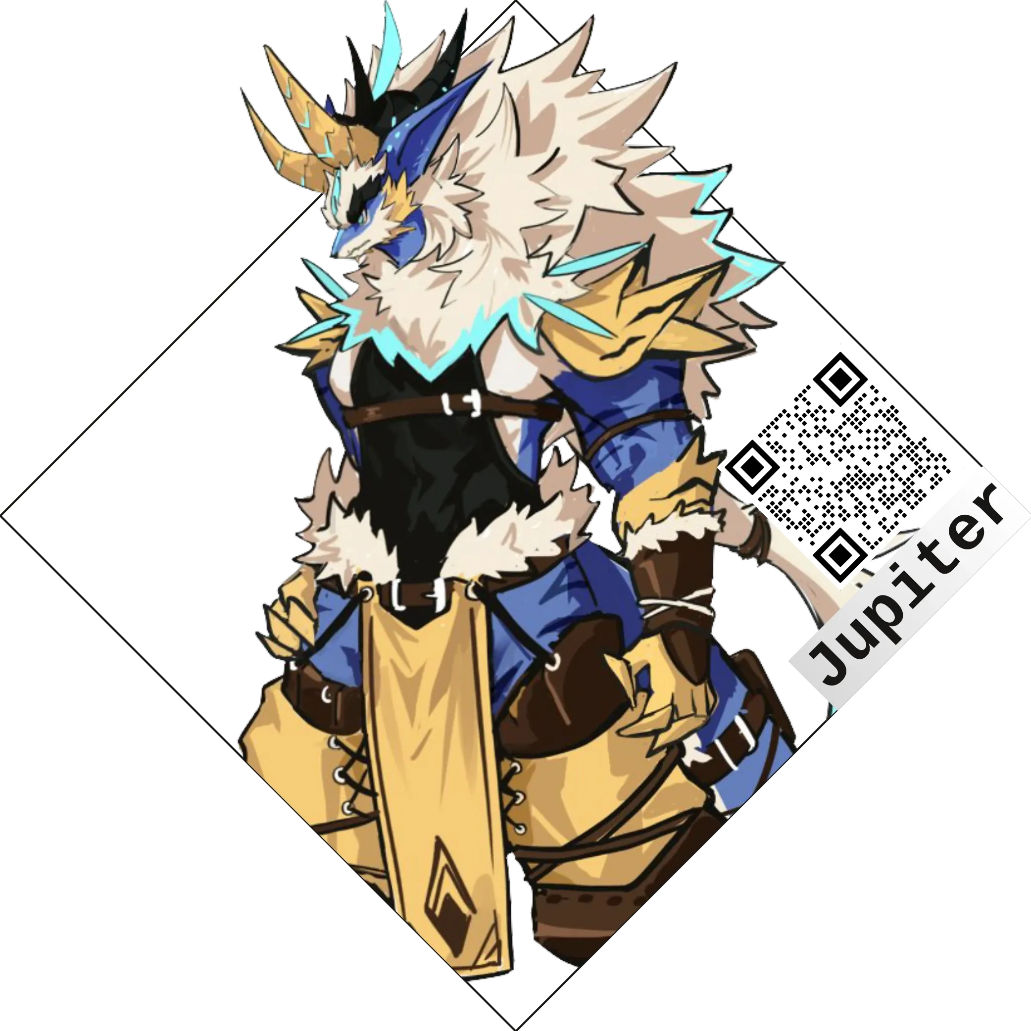 diamond-shaped badge that contains the character's portrait and links to their vgen page