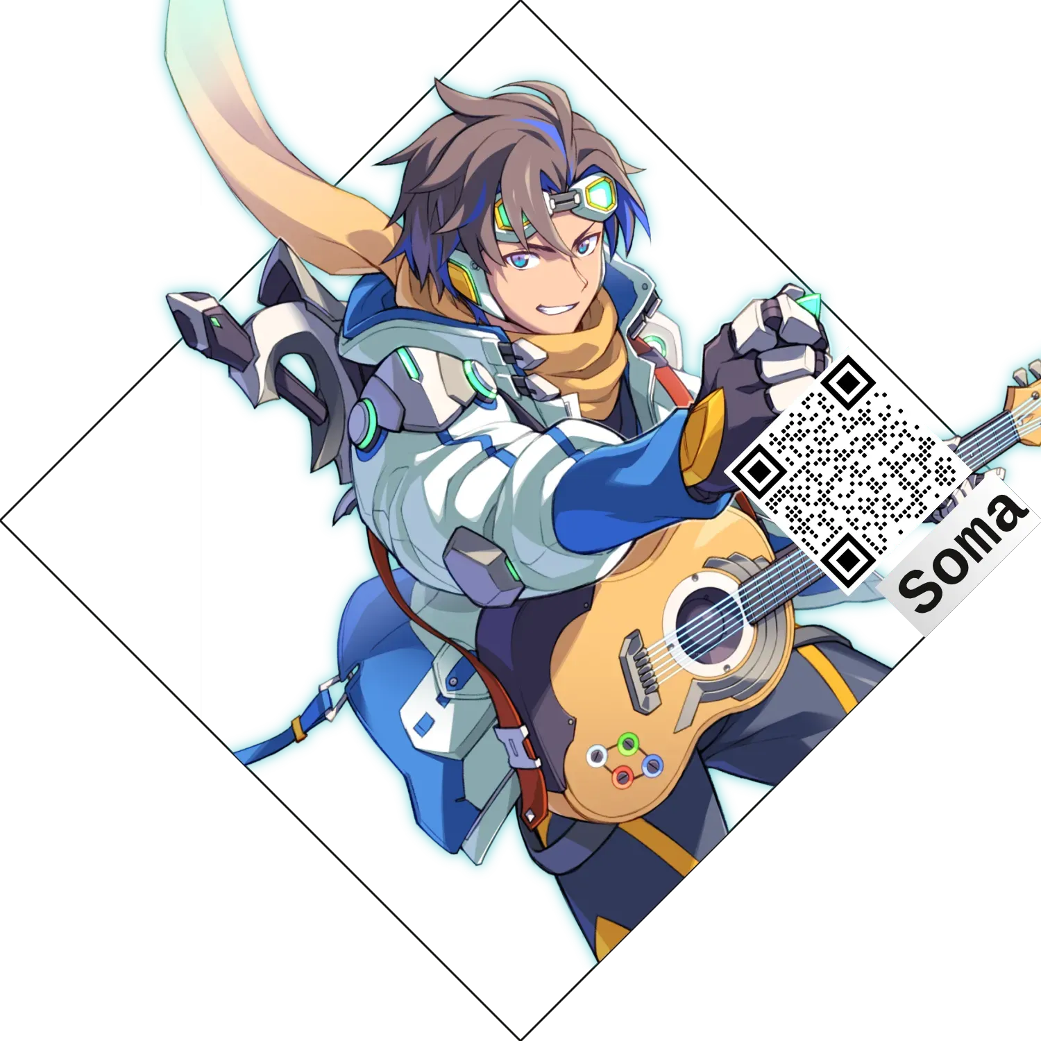 diamond-shaped badge that contains the character's portrait and links to their vgen page