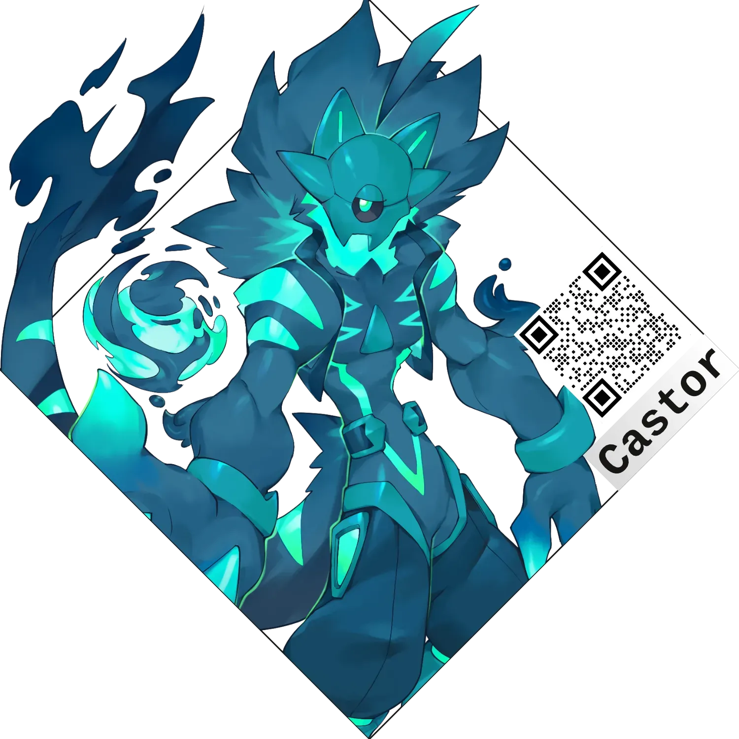 diamond-shaped badge that contains the character's portrait and links to their vgen page