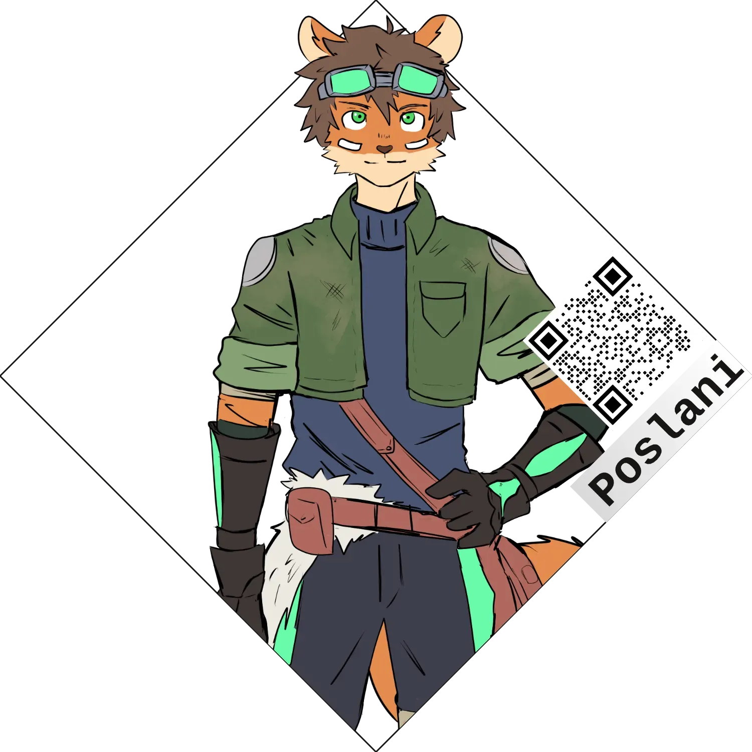 diamond-shaped badge that contains the character's portrait and links to their vgen page